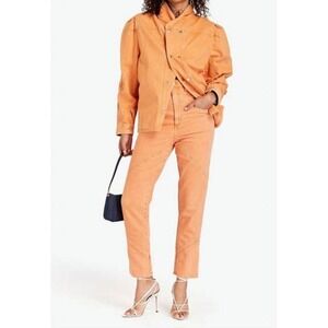 NWT Isabel Marant Eloisa Boyfriend Jeans Papaya Orange Cotton Straight Leg, 34